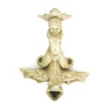 An unusual Doulton Burslem wall light, modelled as a winged cherub riding a dragon, covered in a