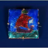 An enamel Ship brooch in the manner of Fleetwood Charles Varley, square section, enamelled with a