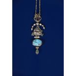 An Artificers Guild pendant necklace designed by Edward Spencer and John Bonnor, the silver and gold