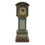 A Doulton Lambeth stoneware grandfather clock, dated 1884, incised decoration, glazed green, ochre