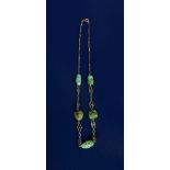 An Artificers Guild silver and turquoise necklace by John Bonnor, the link chain with wirework