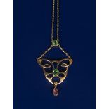 A Deakin and Francis gold pendant necklace, cast and pierced with an abstract butterfly design,