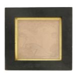 Gethsemane - Luke 12 a terracotta tile plaque by George Tinworth, incised in low relief, framed