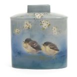 Young Coal Tits a Royal Doulton Titanian Ware flask vase by F Henry, painted to one side with two