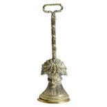 A 19th century brass wheat sheaf doorstop, with an open handle and a reeded leaf decorated stem,