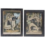 A matched pair of early 19th century theatrical tinsel print pictures, 'THE SAILORS FAREWELL' and '