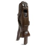 A rare 18th century primitive treen oak lever action figural nutcracker, in the form of a man with a