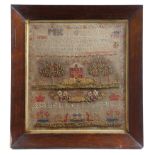 λ An early Victorian needlework sampler by Isabel Kelly