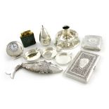 A mixed lot, comprising silver items: a Scottish table cigar lighter, by Hamilton and Inches,