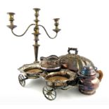 A large collection of old Sheffield plated and electroplated items, comprising a decanter trolley,