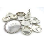 A mixed lot of silver items, various dates and makers, comprising: a waiter of circular form, by
