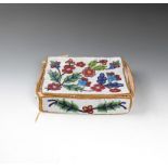 A Chippewa beaded box cloth, coloured glass beads, cardboard and silk, rectangular with a white