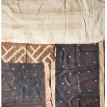 Four Kuba textiles Democratic Republic of Congo including a long cloth of plain fibre panel, 525cm x