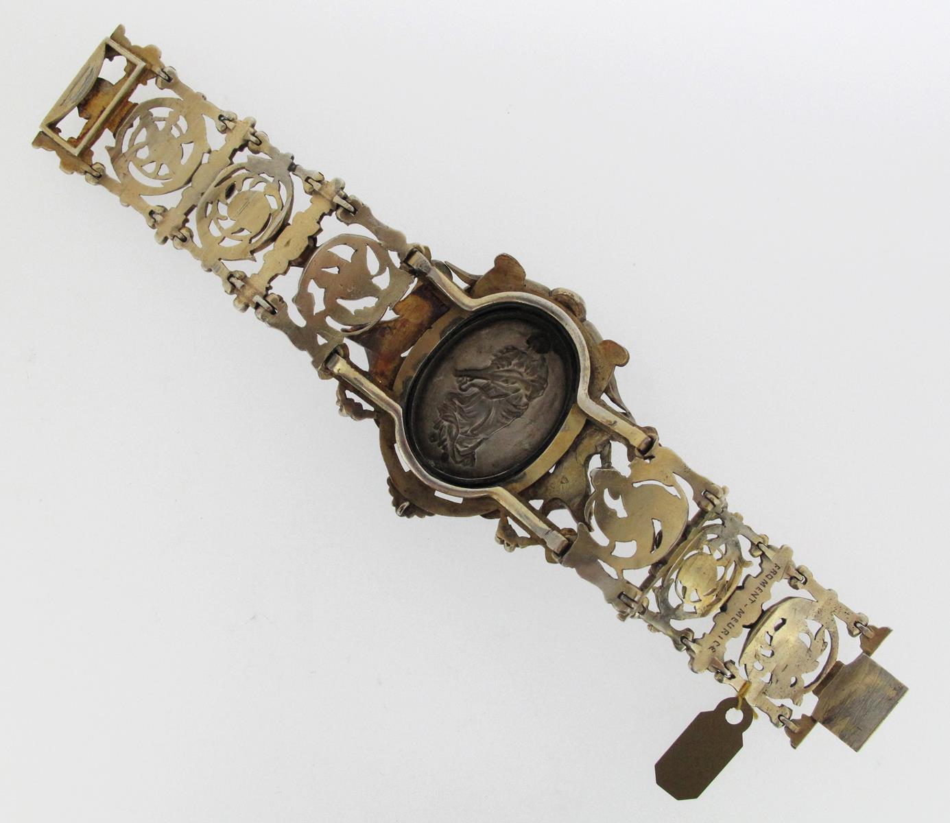 A silver and silver-gilt Renaissance Revival bracelet by Froment-Meurice, c1850, the central section - Image 2 of 5