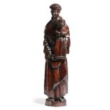 A European stained and carved wood group of Saint Anthony of Padua, holding the infant Jesus, 18th