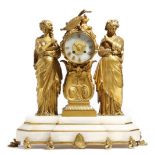 A late 19th century French gilt bronze mantel clock by Leroy & Fils, the eight day movement striking