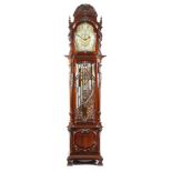 A large George III style mahogany chiming longcase clock of exhibition quality, the substantial