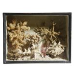 λ A specimen group of coral in a naturalistic setting, in a glazed ebonised case, late 19th /