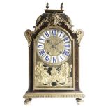 λ A French tortoiseshell and ormolu mounted mantel clock, the brass eight day twin train movement