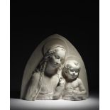 After Della Robbia. A plaster relief wall plaque of the Virgin and Child, possibly by Brucciani,