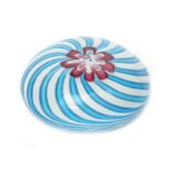 A Clichy swirl paperweight c.1850, set with alternate turquoise and white spiralling canes around