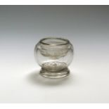 A double walled trencher salt or ice cup c.1730-50, the globular form moulded with wide ribs,