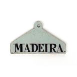 A delftware bin label c.1770-80, of coathanger form, inscribed 'Madeira' in manganese, 13.4cm.