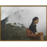 CHEN YAN NING (1945-) MORNING MIST A Chinese painting, oil on canvas, signed Chen Yan Ning,