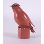 ‡Geoffrey Dashwood (b.1947)Waxwing on a cube 1992Signed and numbered 3/12Pink patinated bronze14cm