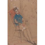 ‡Henry Bird (1909-2000)Afternoon restingSignedGraphite and coloured chalk on buff paper46.5 x 30.