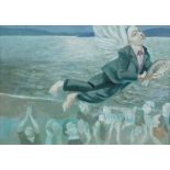 ‡David Eustace (b.1950)Untitled angel in a suit with fishOil on board21 x 30cmLots 31 to 47 - From