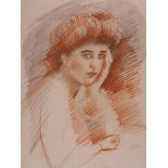 ‡Paul César Helleu (French 1859-1927)A Parisian lady SignedRed chalk and pencil heightened with