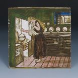 Cinderella in the Kitchen a rare Morris and Co tile designed by Edward Burne-Jones, painted in