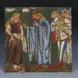Cinderella - The Slipper Fits a rare Morris and Co tile designed by Edward Burne-Jones, depicting