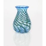 ‡ Steven Newell (born 1948) a bulbous stripy vase, green and blue stripes cased in clear etched