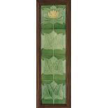 A J.C. Edwards four tile panel after a design by C.F.A. Voysey, dust-pressed in low relief with a