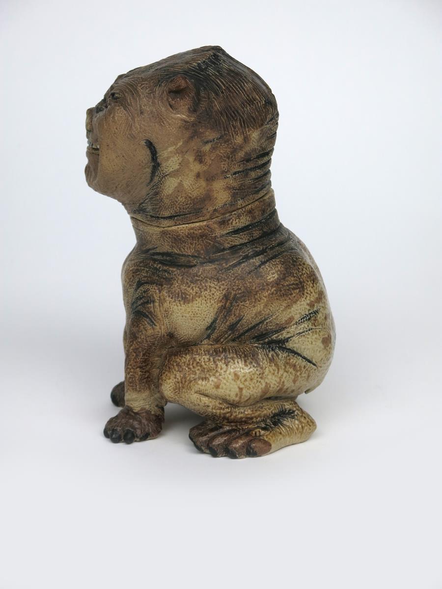 A unique Martin Brothers stoneware grotesque dog jar and cover by Robert Wallace Martin, dated 1884, - Image 7 of 8