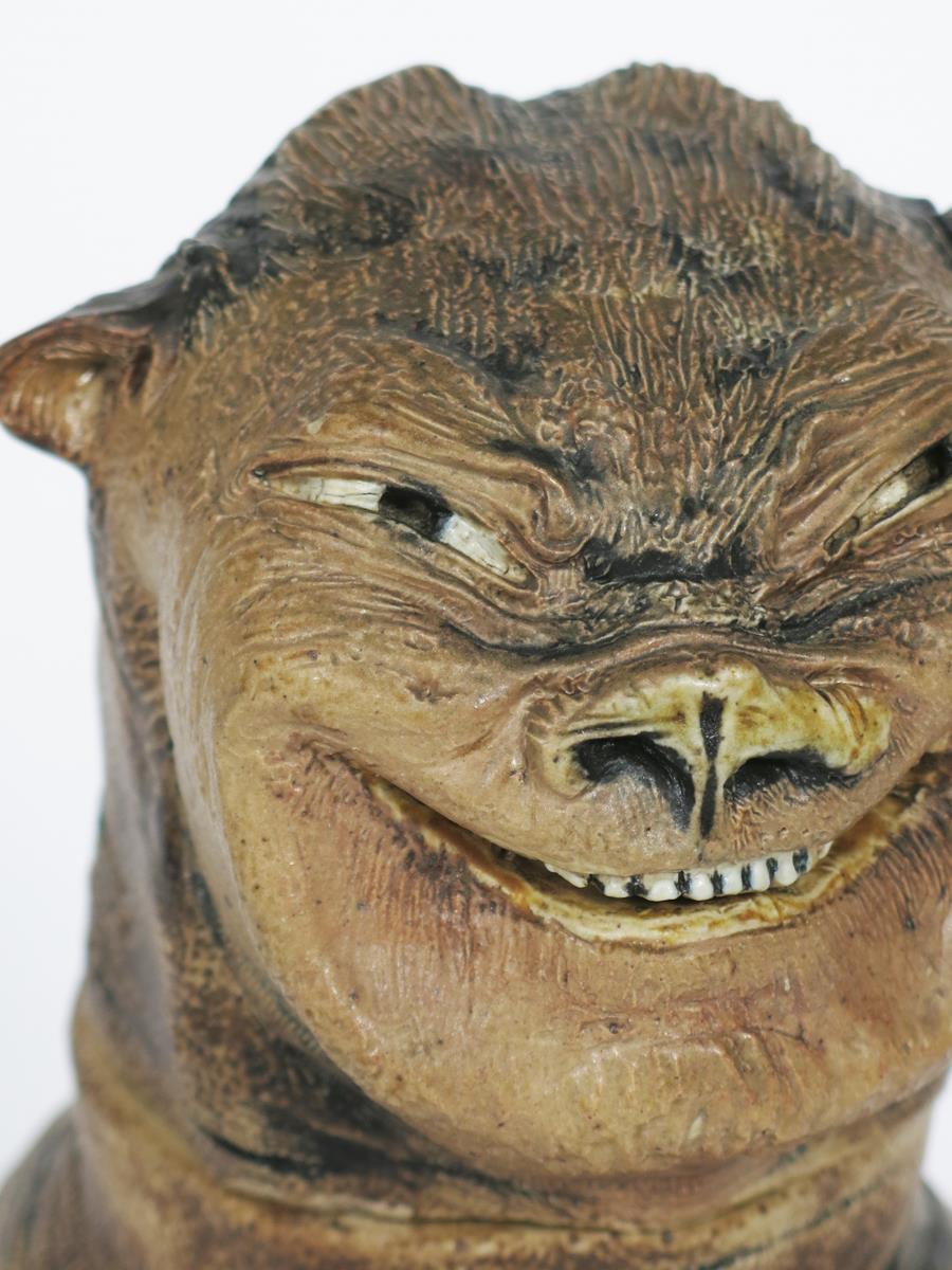 A unique Martin Brothers stoneware grotesque dog jar and cover by Robert Wallace Martin, dated 1884, - Image 3 of 8