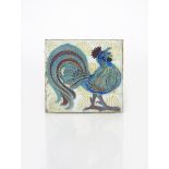 A good William De Morgan Pottery Late Fulham Period triple lustre tile, painted with a cockerel