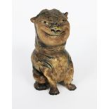 A unique Martin Brothers stoneware grotesque dog jar and cover by Robert Wallace Martin, dated 1884,