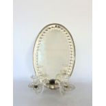 Venetian Girondelle twin sconce mirror back wall light, with an oval plaque and barley twist stems