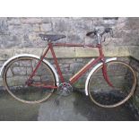A vintage Humber sports bicycle with tubular frame, Brooks leather saddle, Sturmey Archer three