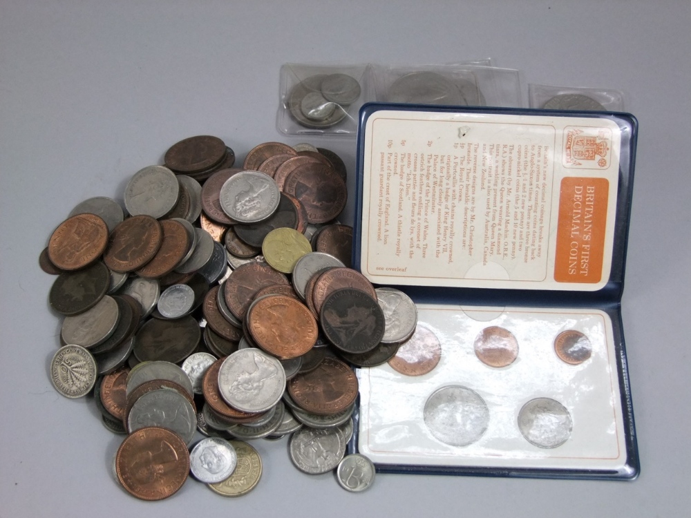 A small collection of mainly English coinage, nickel and bronze