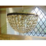 Cone shaped prismatic drop ceiling light fitted with four bulbs, 42cm diameter