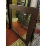 A simple oak framed wall mirror, 120 x 120 cm and a further example 160 x 85 cm