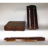 A mixed antique artist lot to include two folding easels and a mahogany artist box (3)