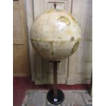 A Replogle world classic series 16 inch globe raised on a later associated inverted square cut and