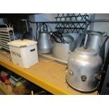 One lot of vintage milking parlour related items to include a Descu milk cooler and corner stand,