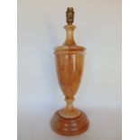 Alabaster baluster desk lamp upon a stepped circular base, 46cm high