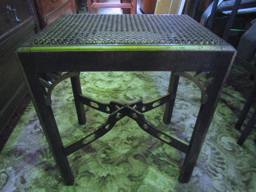 An Edwardian walnut kneehole desk in the Chinese Chippendale style with painted, fretwork and - Image 3 of 3